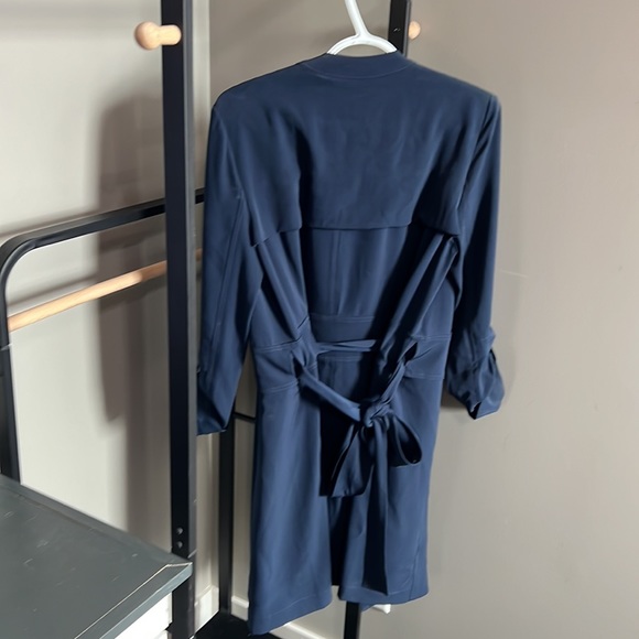 Mid length Dark Blue Dressy Trenchcoat - Picture 2 of 3